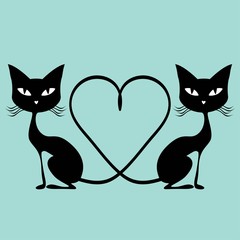 Black cat with hearts