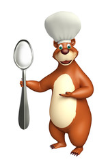 Bear cartoon character  with dinner plate and chef hat