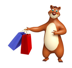 Bear cartoon character  with shopping bag