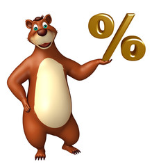 Bear cartoon character with percentage sign