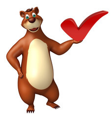 cute Bear cartoon character with right sign