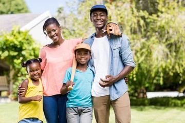 Happy family posing together