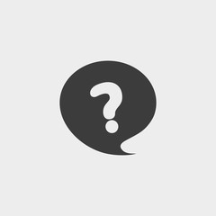 Question icon in a flat design in black color. Vector illustration eps10