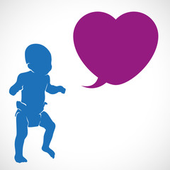 carte,silhouette bébé et bulle dialogue