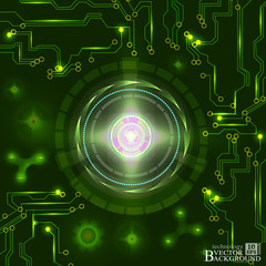Green Shining scheme. Vector illustration. dark background. digi