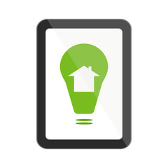Digital tablet with green smart house icon