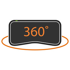360 degrees virtual reality icon in orange and black colors
