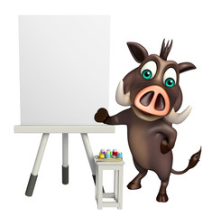 cute Boar cartoon character with white board