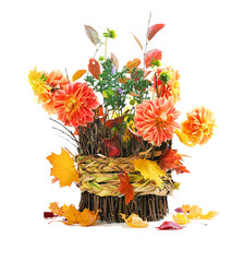 autumn bouquet on basket