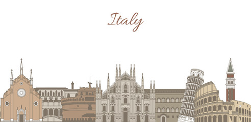 vector template with famous Italian landmarks