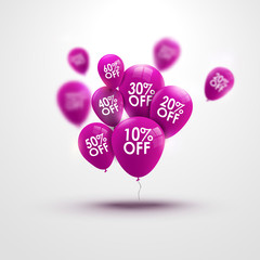 Trendy beautiful background with baloons and discounts