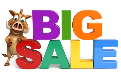 cute Boar cartoon character with big sale