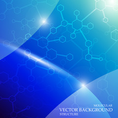 Structure molecule and communication Dna, atom, neurons. Science concept for your design. Connected lines with dots. Medical, technology, chemistry, science background. Vector illustration