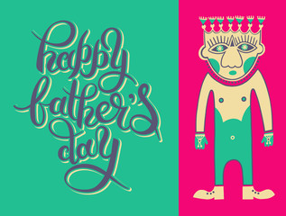 greeting card template for Father Day with hand lettering inscri