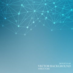 Structure molecule and communication Dna, atom, neurons. Science concept for your design. Connected lines with dots. Medical, technology, chemistry, science background. Vector illustration