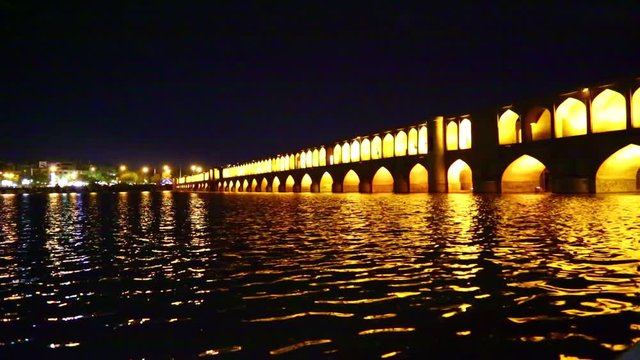 in iran   the old bridge of isfahan for light and night.