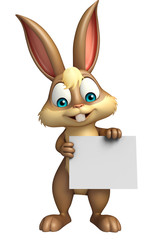 Obraz premium fun Bunny cartoon character with white board