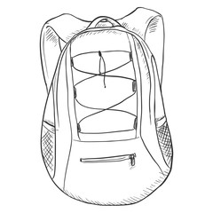 Vector Single Sketch Sport Backpack. Isolated Background.