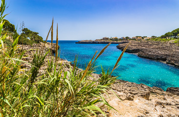 Idyllic view of Majorca coast bay with turquoise water