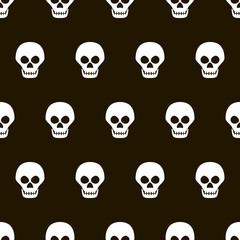 Seamless black and white pattern of skulls