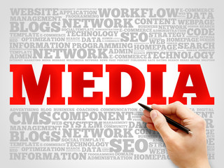 Media word cloud, business concept