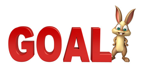 cute Bunny cartoon character with goal sign