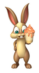 cute Bunny cartoon character with ice cream