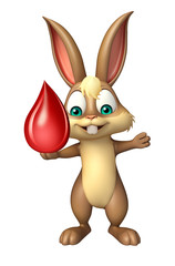 fun Bunny cartoon character  with blood drop