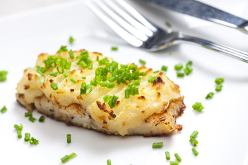cod baked with mashed potatoes