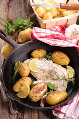fish and roasted potatoes