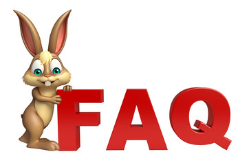 cute Bunny cartoon character with FAQ sign