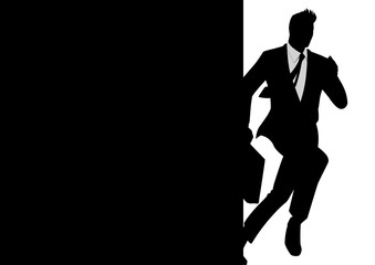 Silhouette illustration of a running businessman