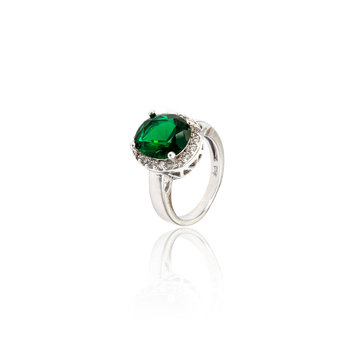 Emerald Ring isolated on white.
