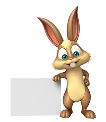 Obraz na płótnie Canvas fun Bunny cartoon character with white board