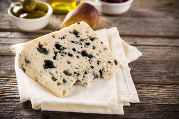 Delicious blue cheese on the table