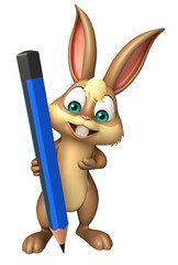 Bunny cartoon character with pencil