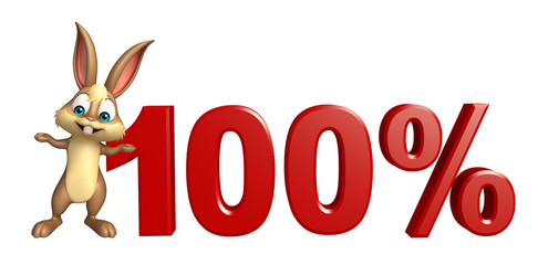 Bunny cartoon character with 100% sign