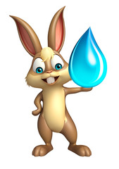 cute Bunny cartoon character with water drop