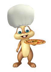 cute Bunny cartoon character with pizza