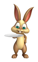 Bunny cartoon character with dinner plate