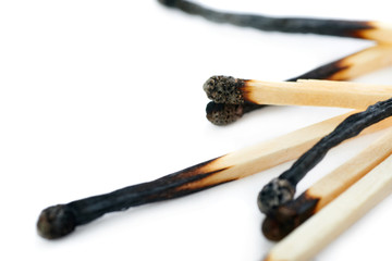 Pile of Wooden matches isolated over the white background