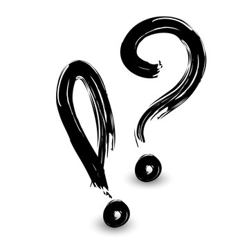 Question Mark And Exclamation Mark.brush stroke illustrations.