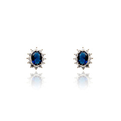 Pair of sapphire earrings isolated on white

