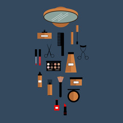 Flat design modern concept of make up accessories.Vector illustration. 