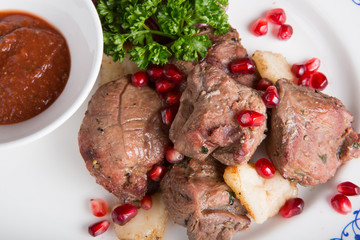 Grilled kebab meat