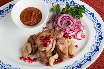 Grilled kebab meat