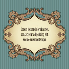 Floral vintage frame in beige and brown colors