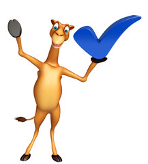 cute Camel cartoon character with right sign