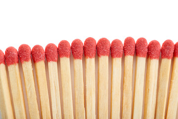 Pile of Wooden matches isolated over the white background