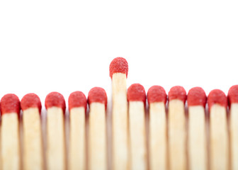 Pile of Wooden matches isolated over the white background